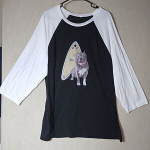 No 1 Pitbull Ringer Shirt Women's Plus Size 3XL Black White Graphic Casual Soft